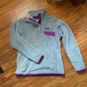 Patagonia Grey & Purple Fleece Pullover
